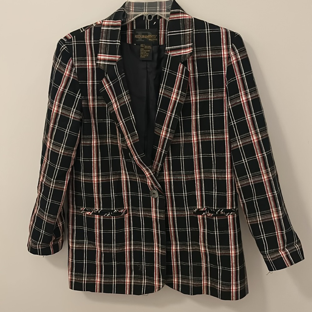 Vintage Requirements Plaid Blazer size 8 petite! - Picture 7 of 10